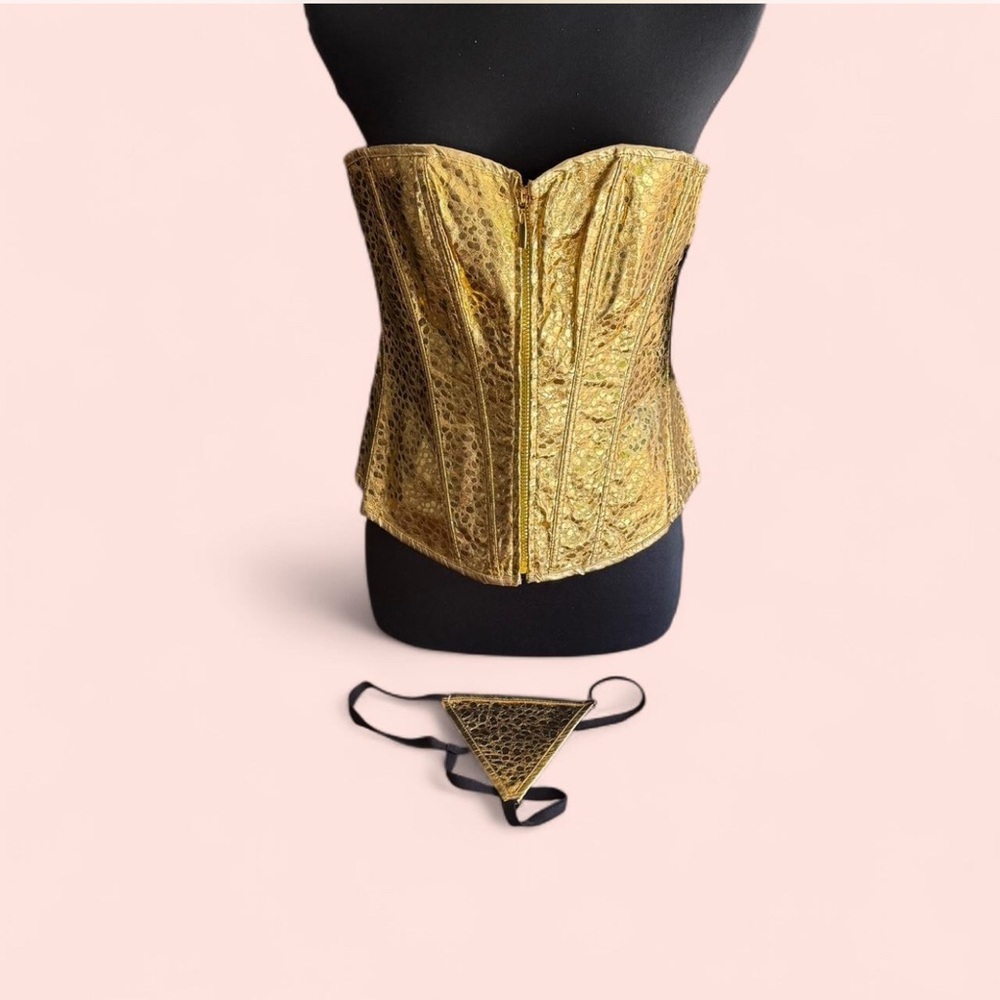 Shirley of Hollywood Two piece set Gold Corset with G-string